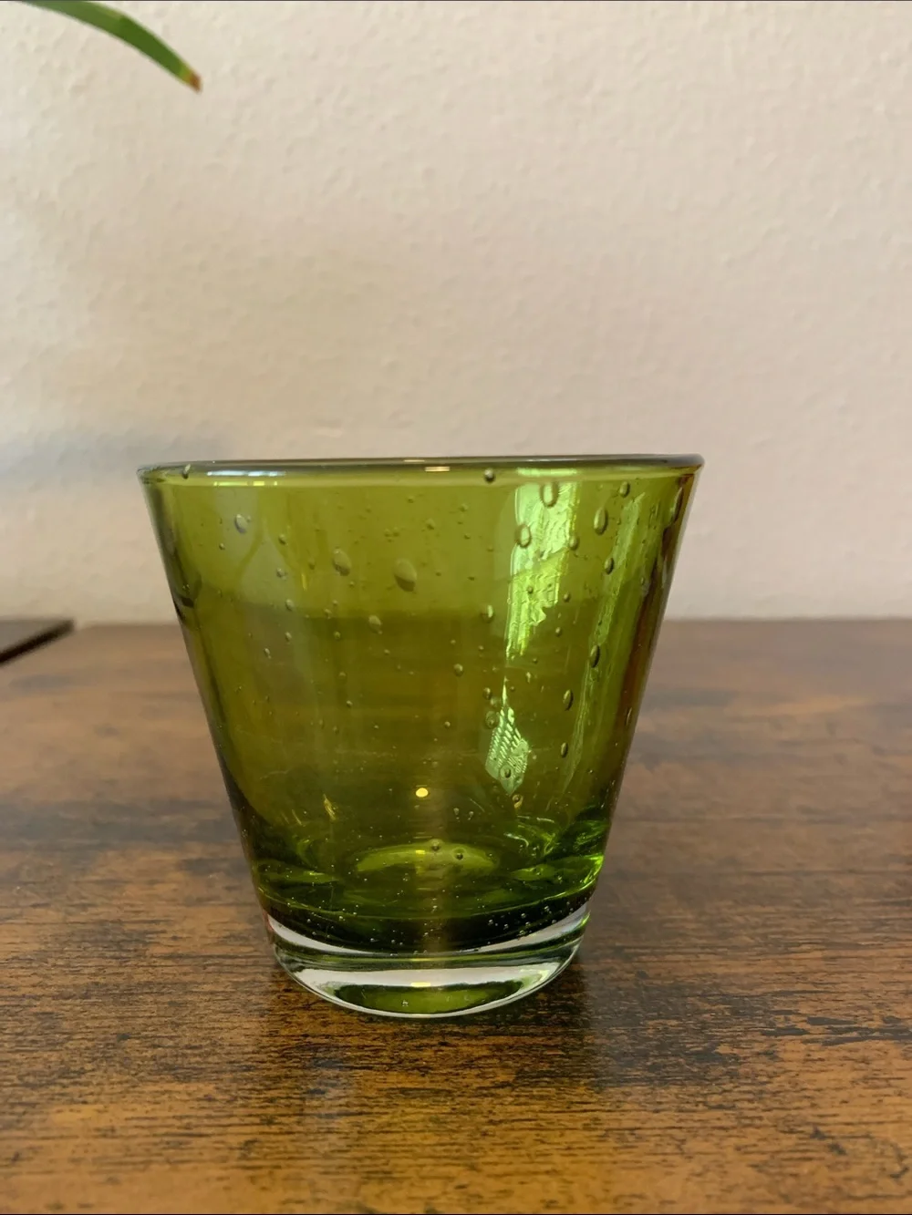 Set of 3 Vintage Red & Green Bubble Glass Small Glasses (or Votive Holders)